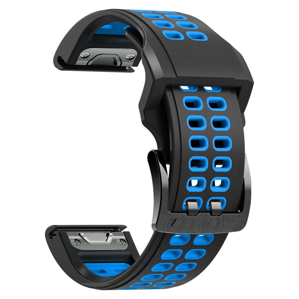 Garmin Universal Double-hole Silicone Strap (26mm QuickFit) - Black / Blue