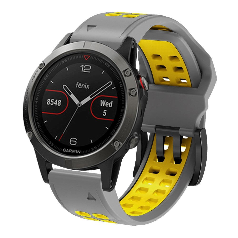 Garmin Universal Double-hole Silicone Strap (26mm QuickFit) - Grey / Yellow