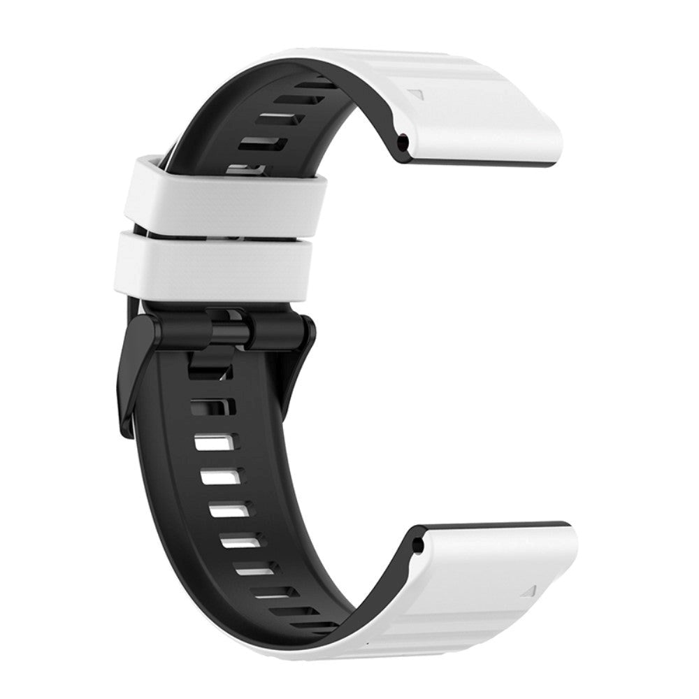 Universal Garmin 26mm Ribbed Silicone Strap w. Tool - White / Black