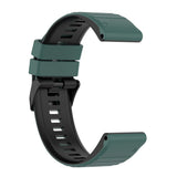 Universal Garmin 26mm Ribbed Silicone Strap w. Tool - Green / Black