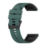 Universal Garmin 26mm Ribbed Silicone Strap w. Tool - Green / Black