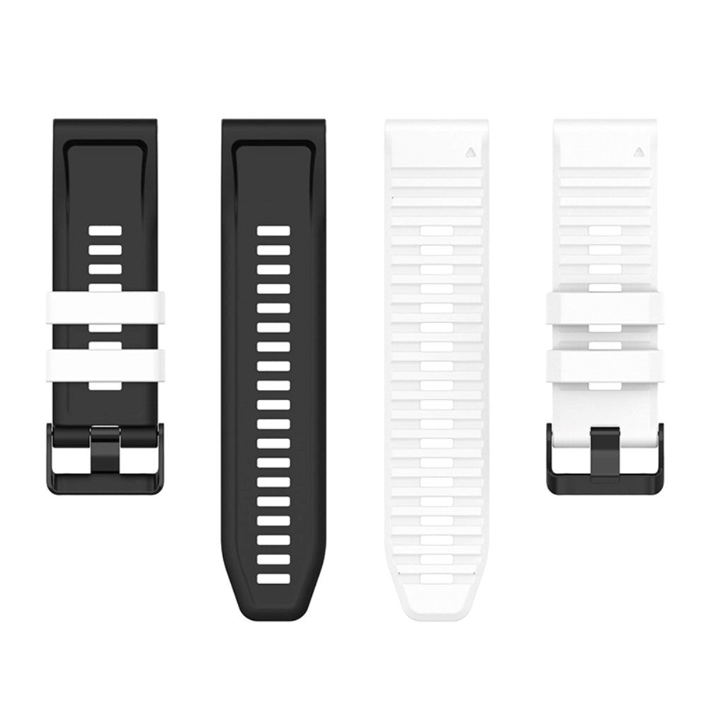 Universal Garmin 22mm Ribbed Silicone Strap w. Tool - White / Black