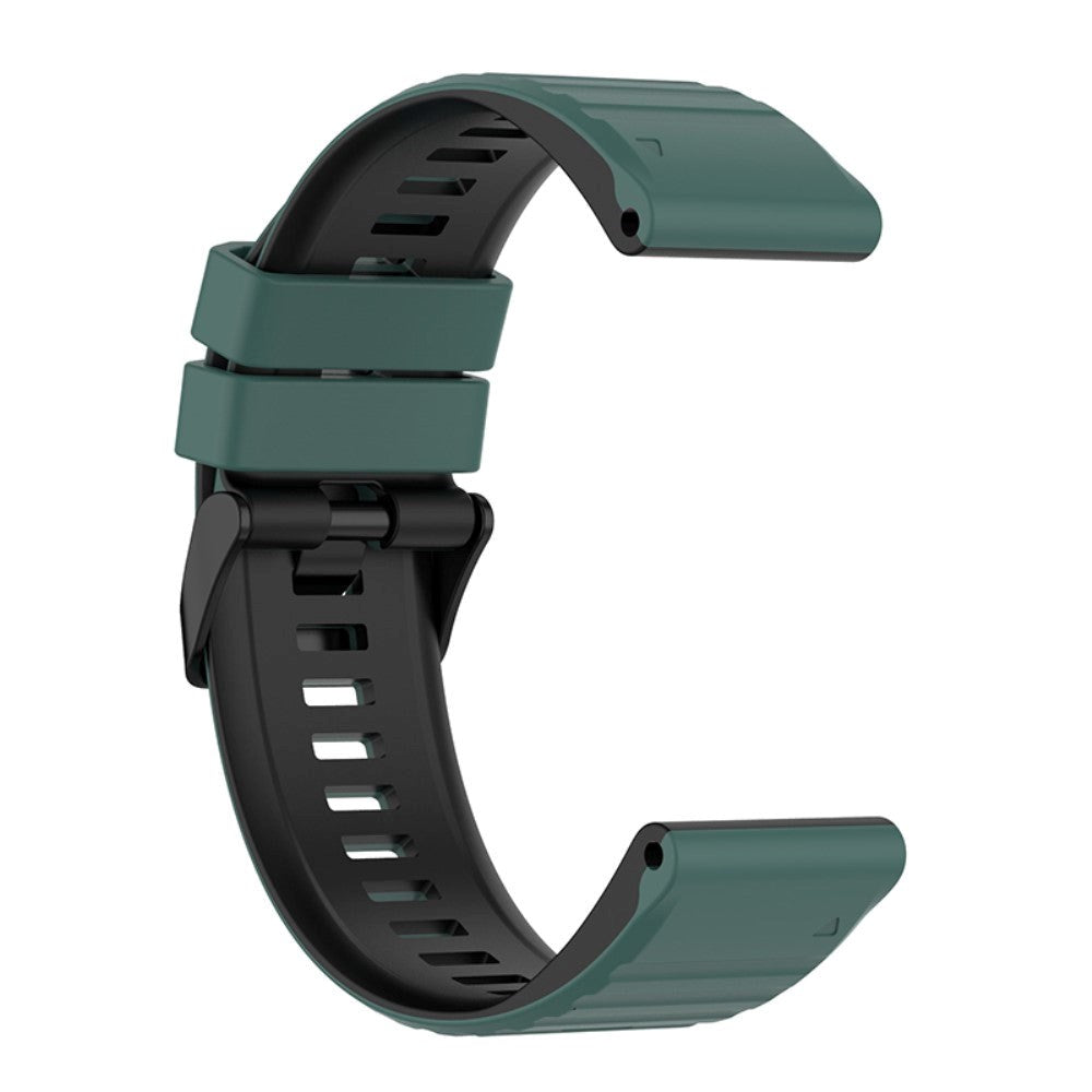 Universal Garmin 22mm Ribbed Silicone Strap w. Tool - Green / Black