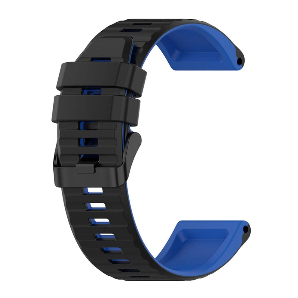 Universal Garmin 22mm Ribbed Silicone Strap w. Tool - Black / Blue