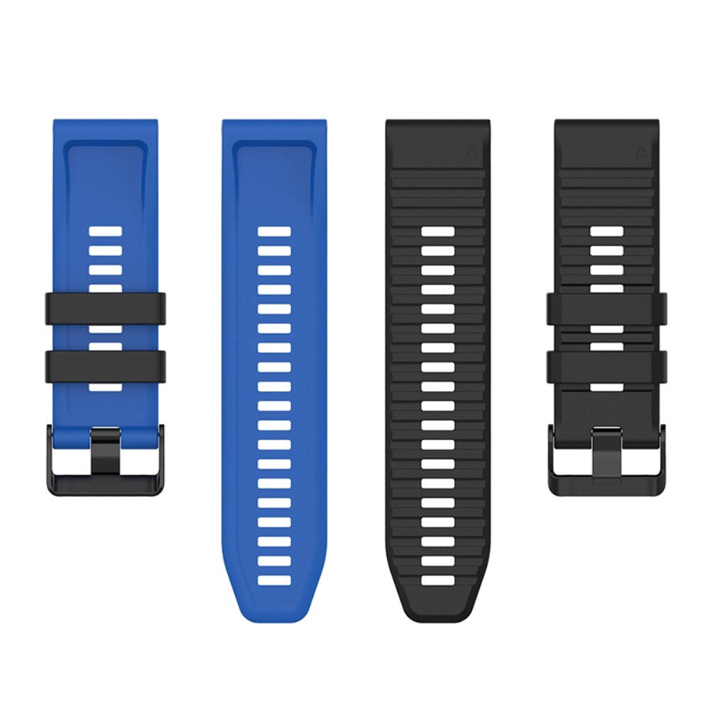 Universal Garmin 22mm Ribbed Silicone Strap w. Tool - Black / Blue