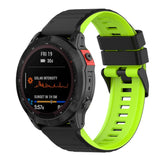 Universal Garmin 22mm Ribbed Silicone Strap w. Tool - Black / Green