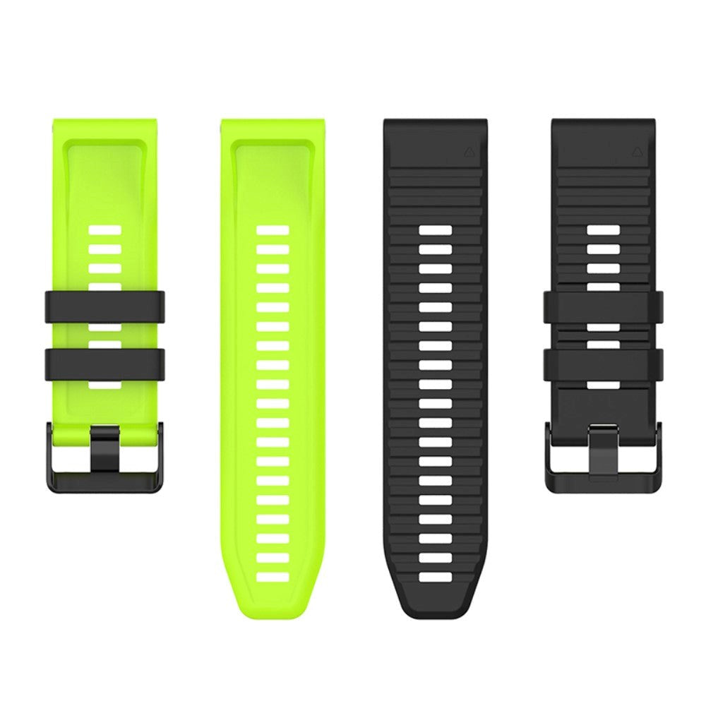 Universal Garmin 22mm Ribbed Silicone Strap w. Tool - Black / Green