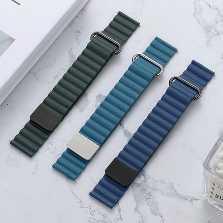 Smartwatch Strap 20mm Magnetic Litchi Leather - Green / Black