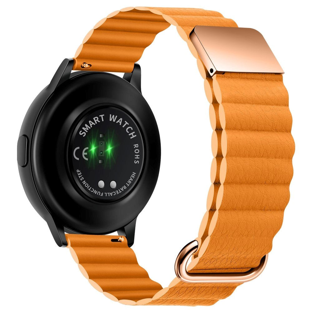 Smartwatch Strap 20mm Magnetic Litchi Leather - Orange / Rose Gold