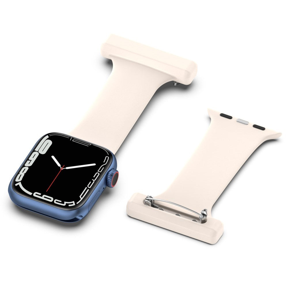 Apple Watch (38/40/SE/41/42mm) Silicone Nursing Watch Strap - Beige / White