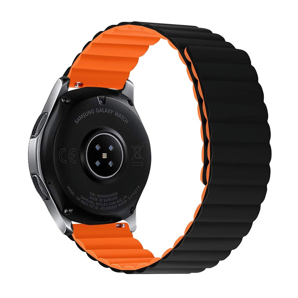 Smartwatch Reversible Strap 22mm Magnetic Silicone - Black / Orange