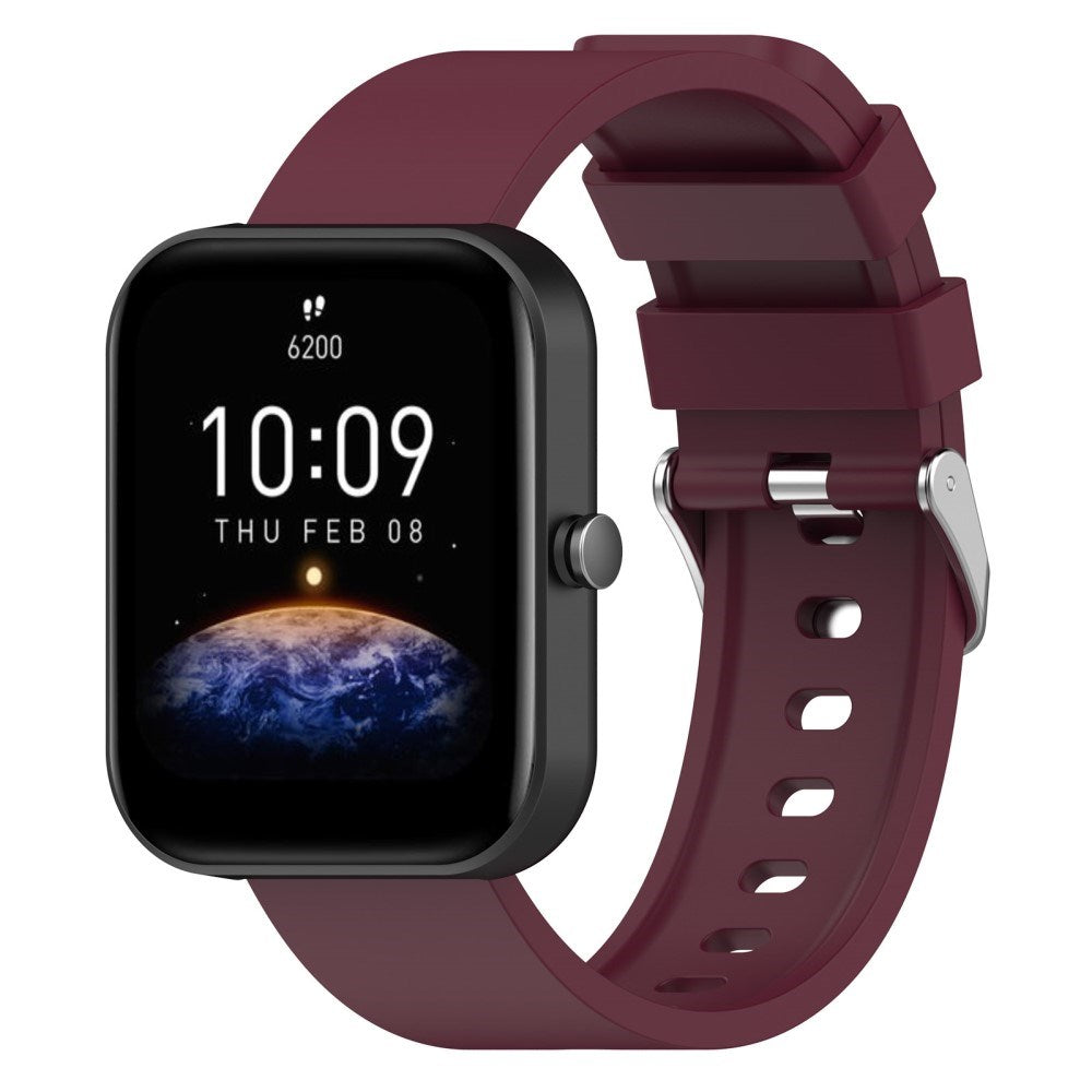 Universal Silicone Smartwatch Strap (20mm) w. Metal Buckle - Wine Red