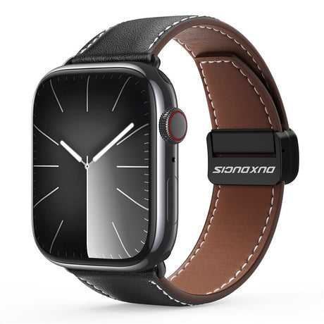 Apple Watch (38/40/SE/41/42mm) DUX DUCIS Faux Leather Watch Strap - Black
