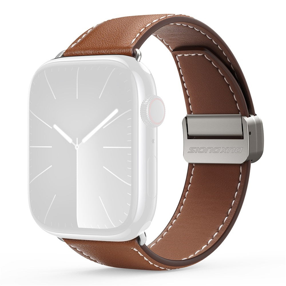 Apple Watch (42/44/SE/45/46/49mm) DUX DUCIS Faux Leather Watch Strap - Brown