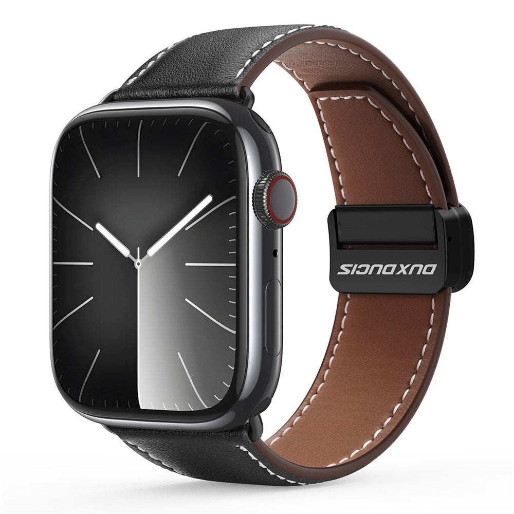 Apple Watch (42/44/SE/45/46/49mm) DUX DUCIS Faux Leather Watch Strap - Black