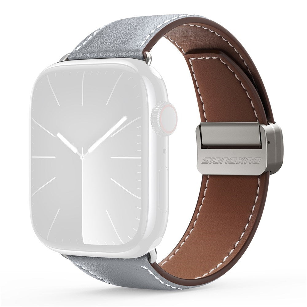 Apple Watch (42/44/SE/45/46/49mm) DUX DUCIS Faux Leather Watch Strap - Grey