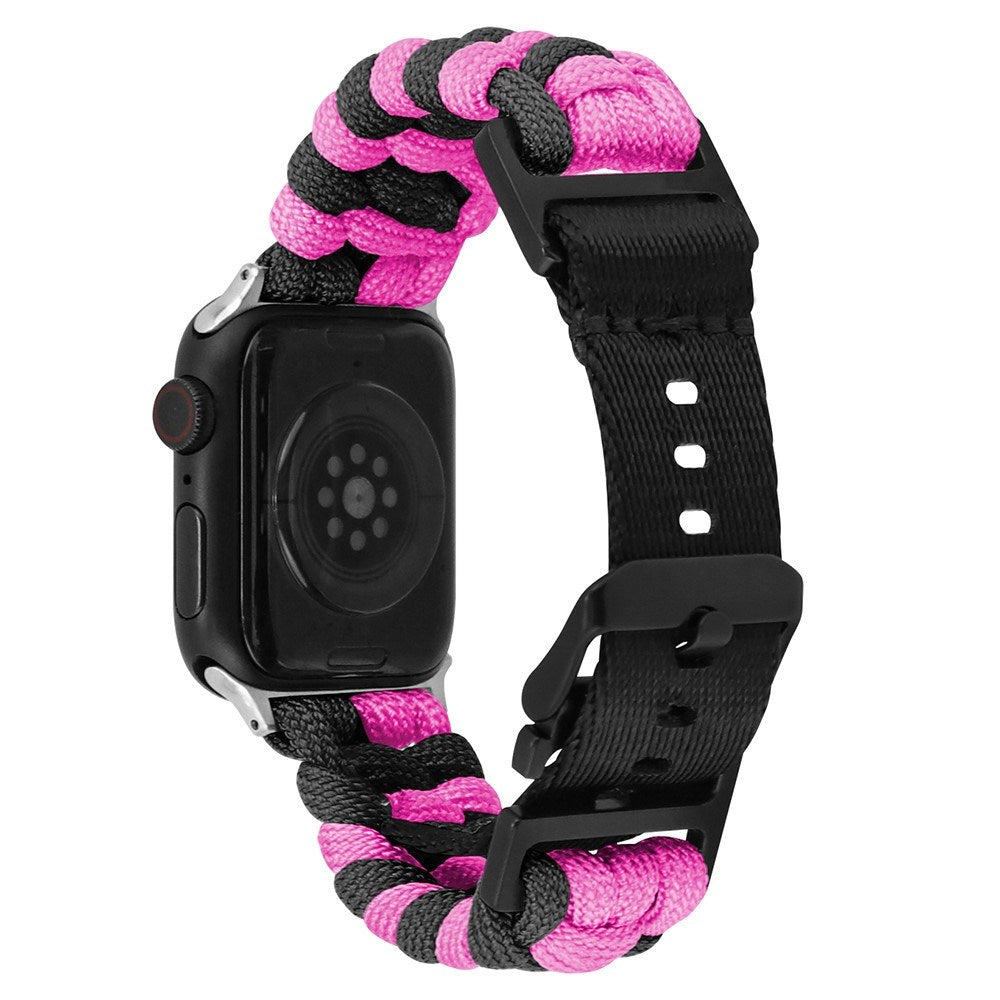 Apple Watch (42/44/SE/45/46/49mm) EIDERWOOD Braided Nylon Watch Strap - Black / Pink