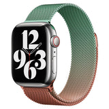 Apple Watch (38/40/SE/41/42mm) Gradient Magnetic Stainless Steel Strap - Orange / Green