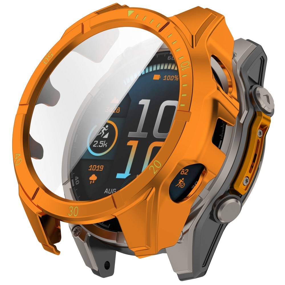 Garmin Tactix 8 AMOLED (47mm) Hard Plastic Case with Screen Protector Glass - Orange / Yellow
