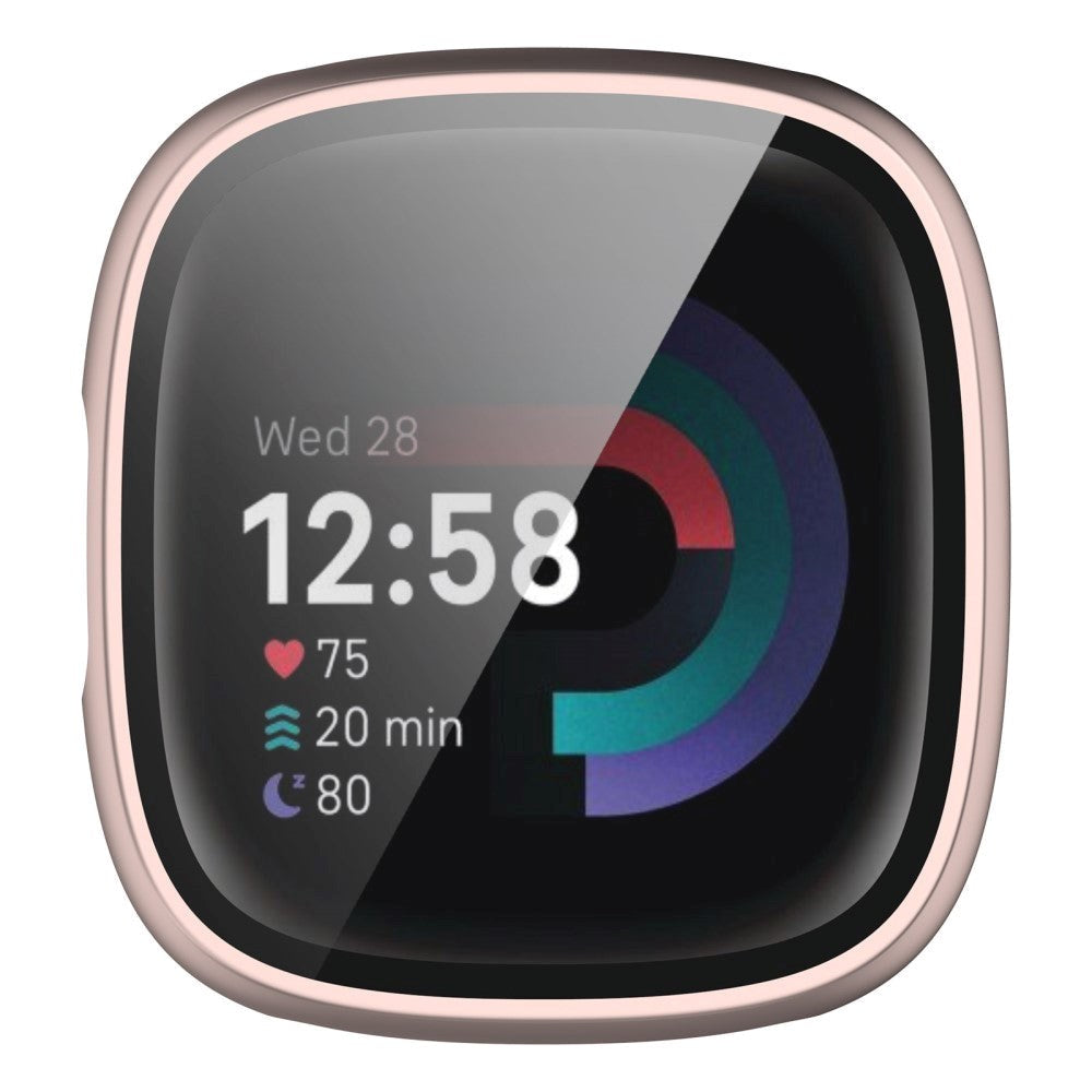 Fitbit Versa 4 / Sense 2 Hard Plastic Case w. Built-in Screen Protection - Rose Gold