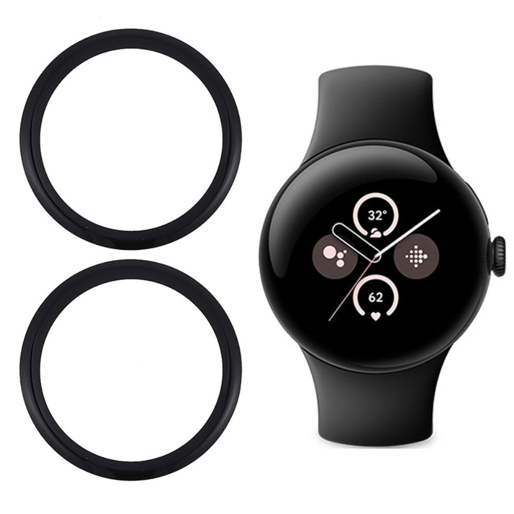 EIDERWOOD Google Pixel Watch 3 (45mm) Tempered Protective Glass - 2 pcs. - Transparent / Black Edge