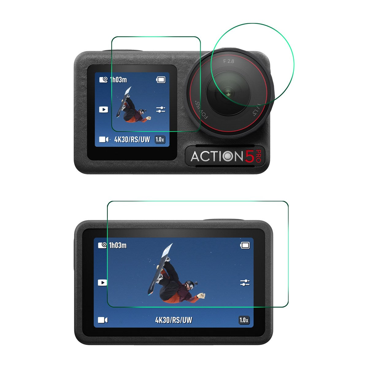 DJI Osmo Action 5 Pro Screen Protector Set - 9H - Transparent