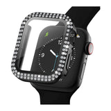 Apple Watch (42mm) Hard Plastic Case w. Built-in Screen Protector - Black & Rhinestones