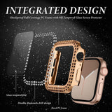 Apple Watch (44mm) Hard Plastic Case w. Built-in Screen Protector - Rose Gold & Rhinestones