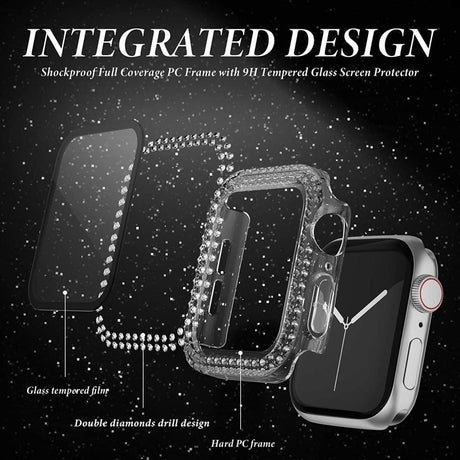 Apple Watch (38mm) Hard Plastic Case w. Built-in Screen Protector - Transparent & Rhinestones