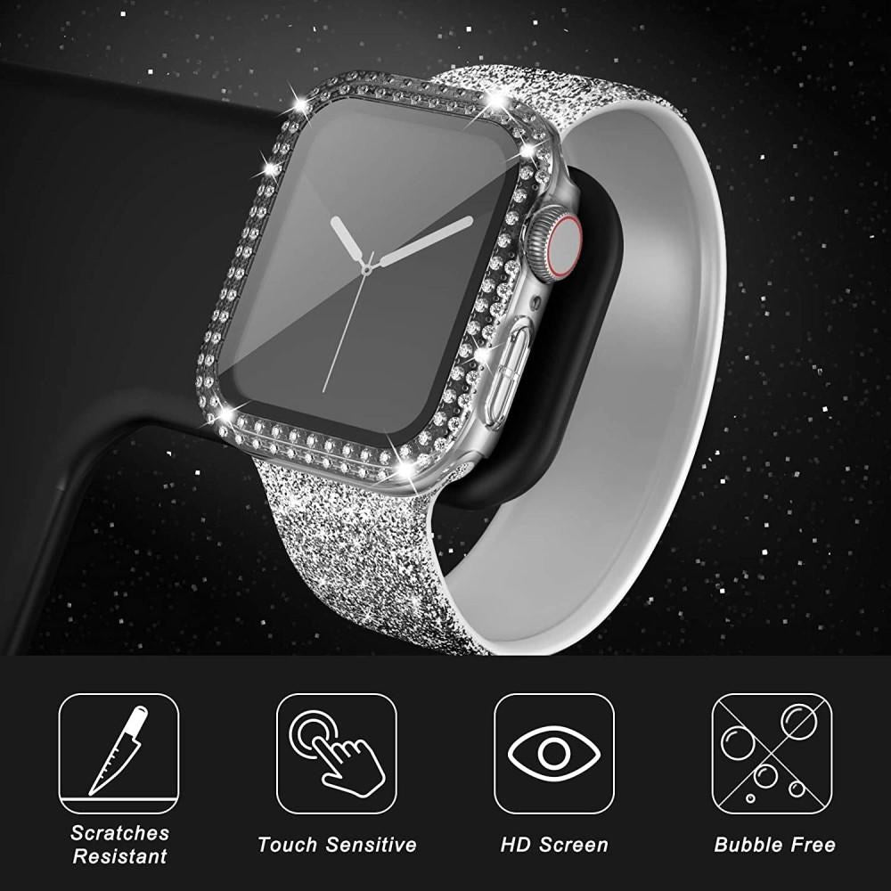 Apple Watch (40mm) Hard Plastic Case w. Built-in Screen Protector - Transparent & Rhinestones