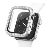 Apple Watch (38mm) Hard Plastic Case w. Built-in Screen Protector - Silver & Rhinestones