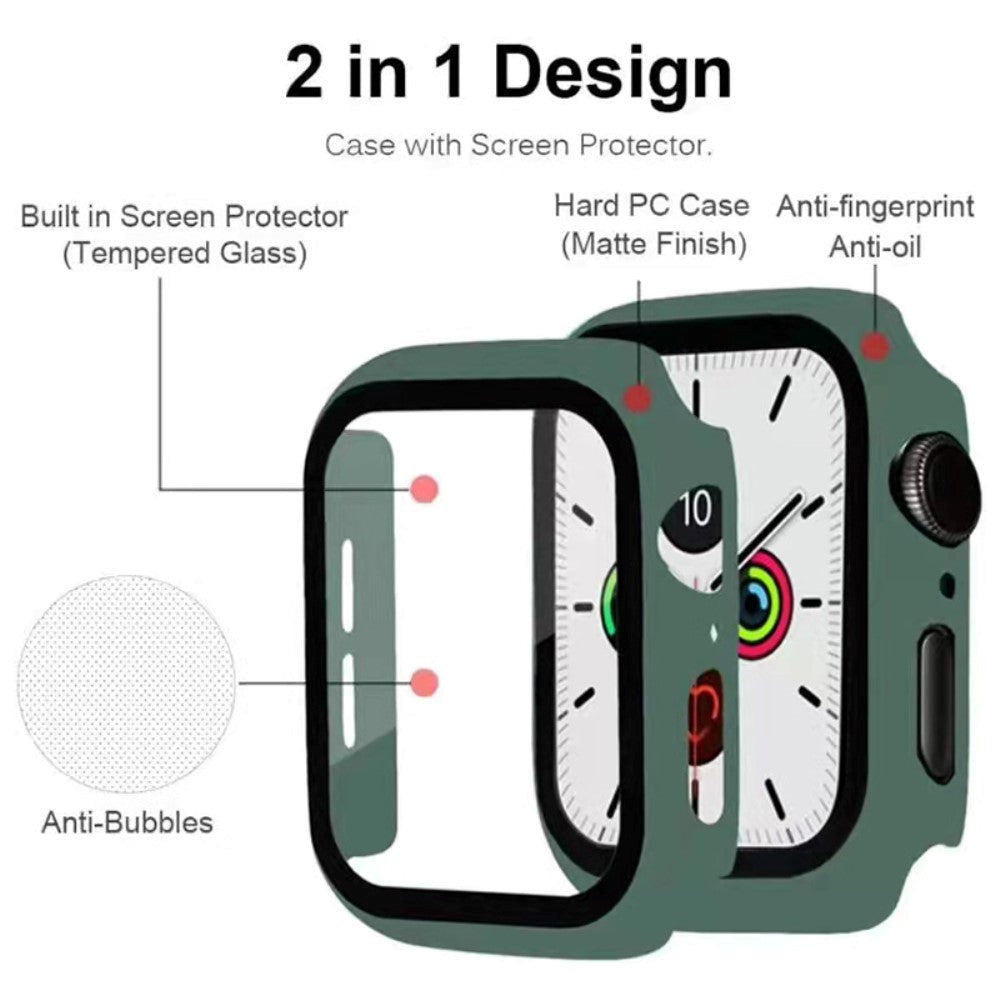 Apple Watch 8 / 7 (45mm) Hard Plastic Case w. Built-in Screen Protector - Green