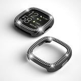 Fitbit Versa 4 / Sense 2 Hard Plastic Case - Silver & Rhinestone