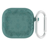 Apple AirPods (4. gen.) Silicone Case with Carabiner and Flower Design - Dark Green