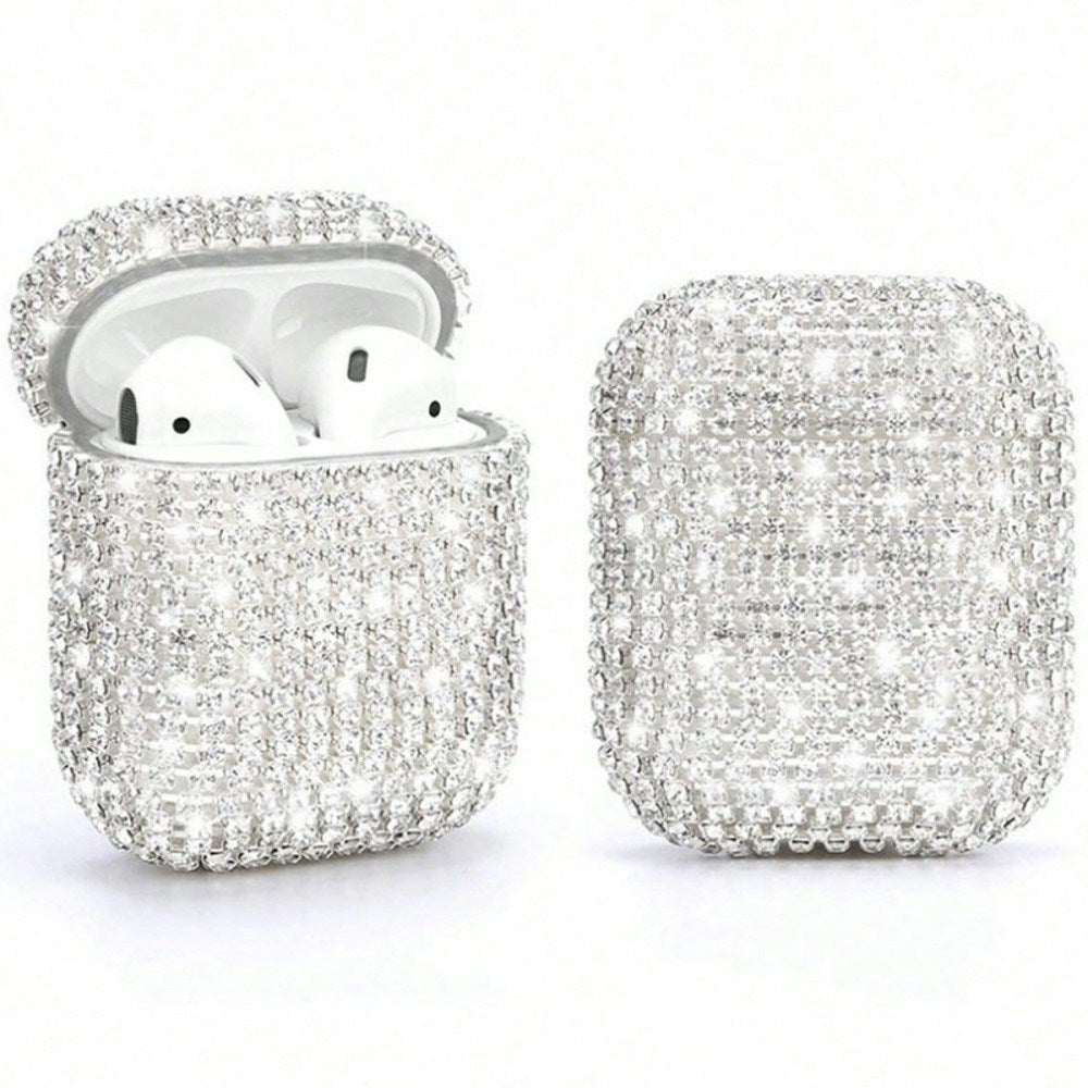 Apple AirPods (1st & 2nd Gen.) Hard Plastic Case with Rhinestone - Silver