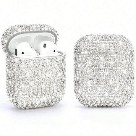 Apple AirPods (1st & 2nd Gen.) Hard Plastic Case with Rhinestone - Silver