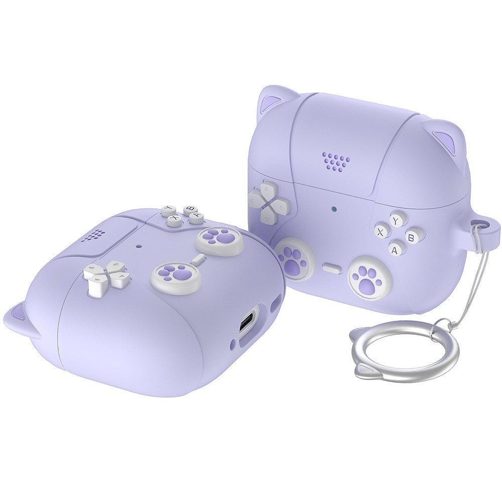 Apple AirPods Pro (3rd Gen.) Silicone Cat Case With Gamer Design - Purple