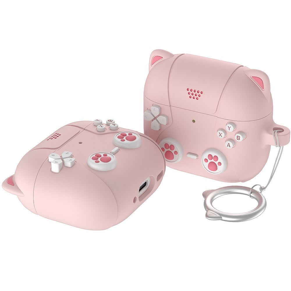 Apple AirPods Pro (3rd Gen.) Silicone Cat Case With Gamer Design - Pink