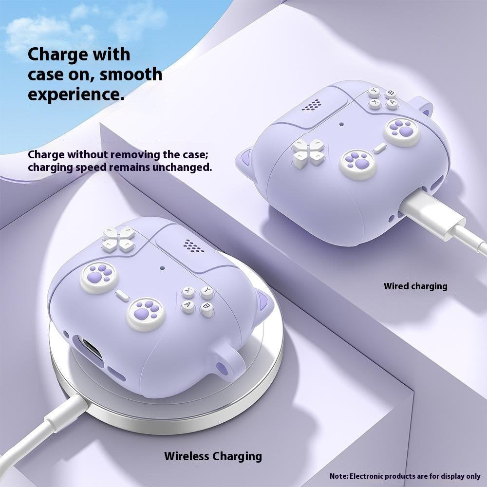 Apple AirPods Pro (3rd Gen.) Silicone Cat Case With Gamer Design - Grey