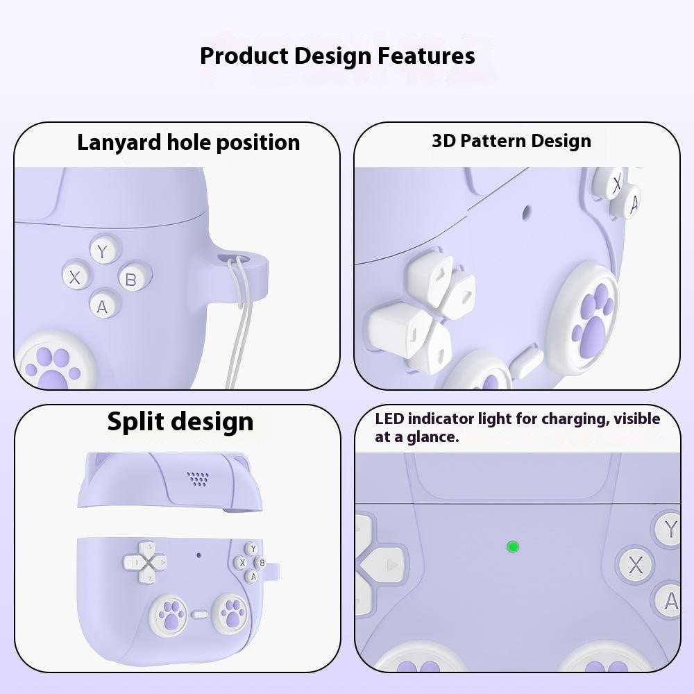 Apple AirPods Pro (3rd Gen.) Silicone Cat Case With Gamer Design - Grey