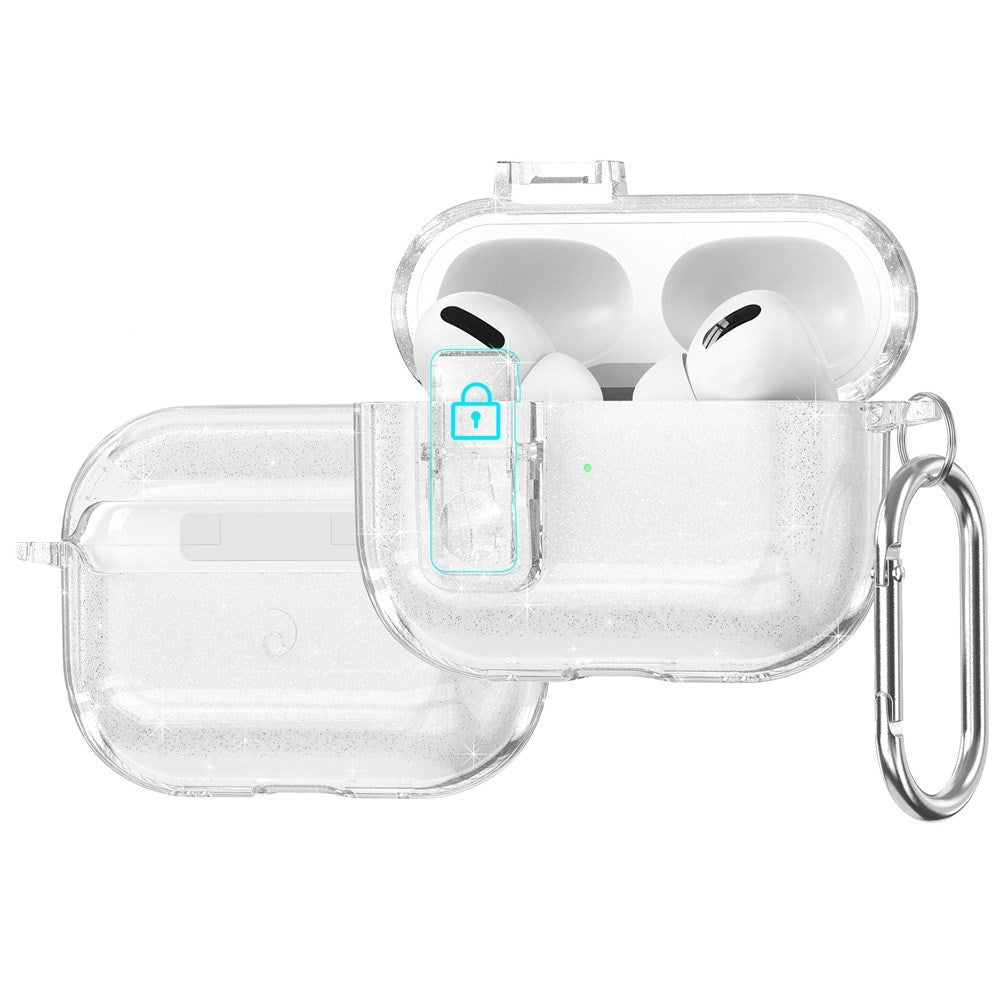 Apple AirPods Pro (3rd gen.) Hybrid Plastic Case with Carabiner - Transparent Glitter