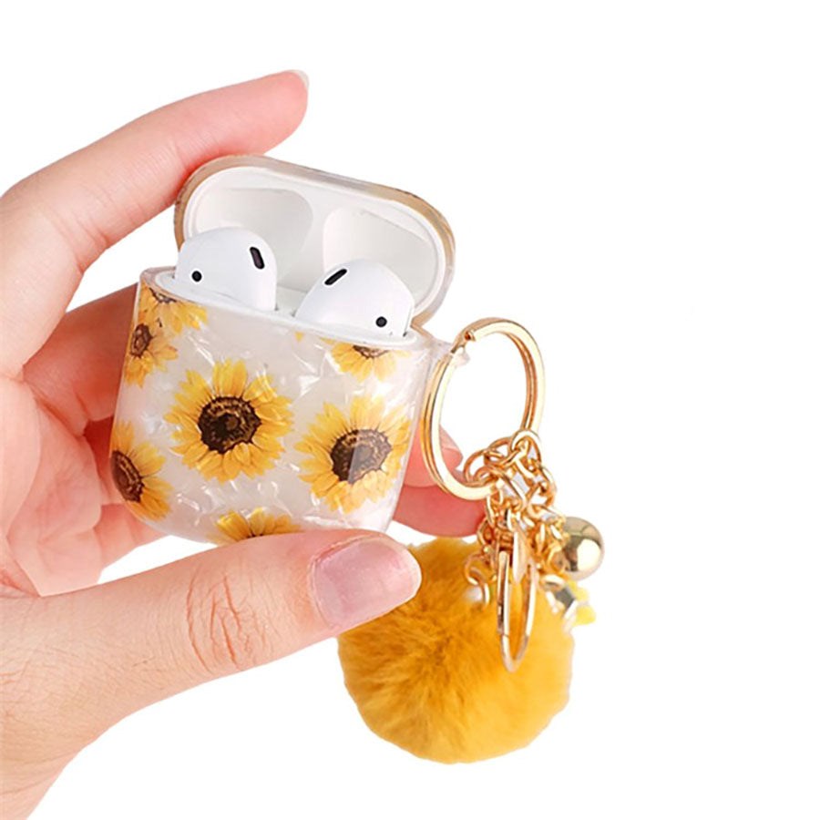 Apple AirPods (1 & 2. gen.) Plastic Case with Pendant - Sunflower