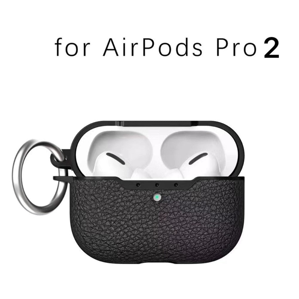 Apple AirPods Pro 2nd Gen (2022) Plastic Case with Leather Texture and Keyring - Blue