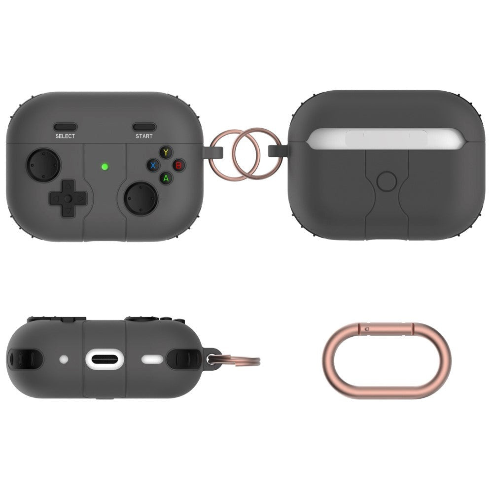 Apple Airpods Pro 2nd Gen (2022) Silicone Case with Carabiner - Game Controller - Black