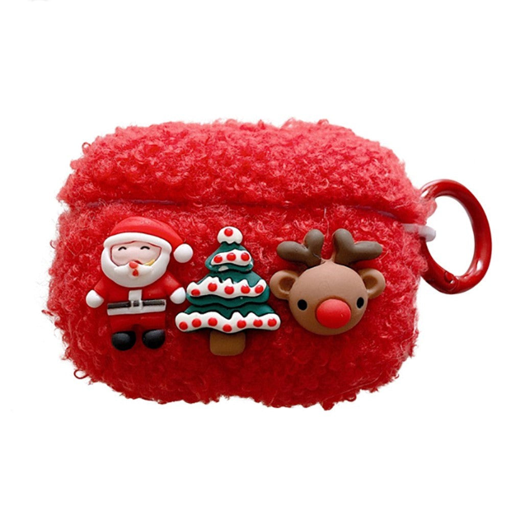 Apple AirPods Pro (1 gen.) Flexible Plastic Christmas Cover w. Wool Cover - Reindeer - Red