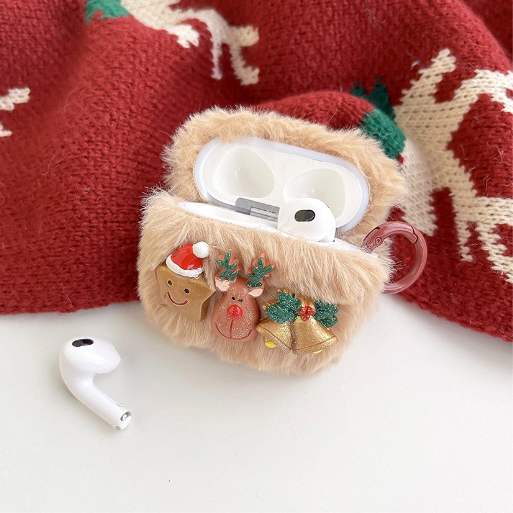 Apple AirPods (3 gen.) Flexible Plastic Christmas Cover w. Wool Cover - Christmas Figures - Brown