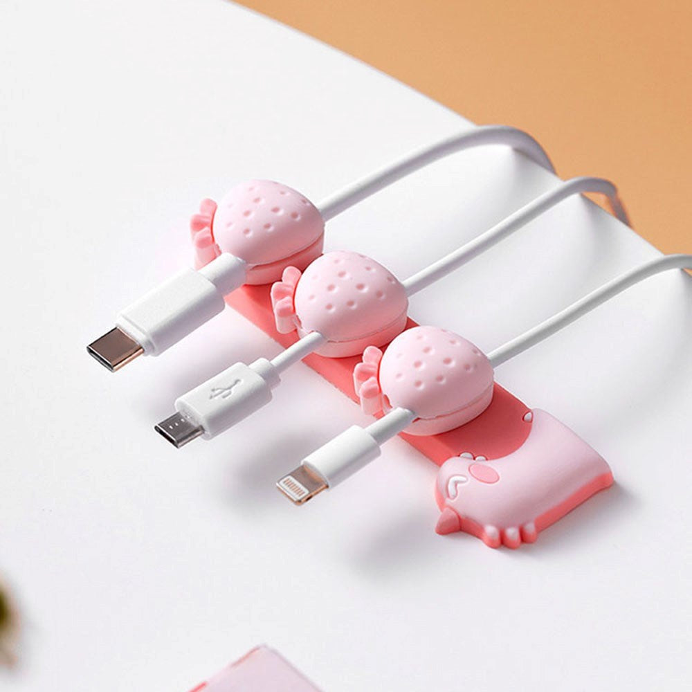 Universal Cable Manager with 3 Holders - Strawberry