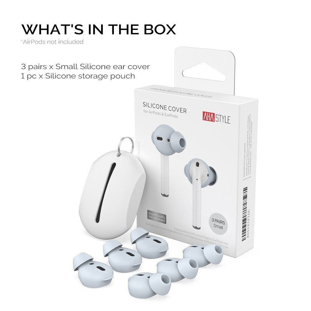 Apple AirPods (1st & 2nd Gen) Earbuds 3 Pack with Storage Case - Size S - Light Blue