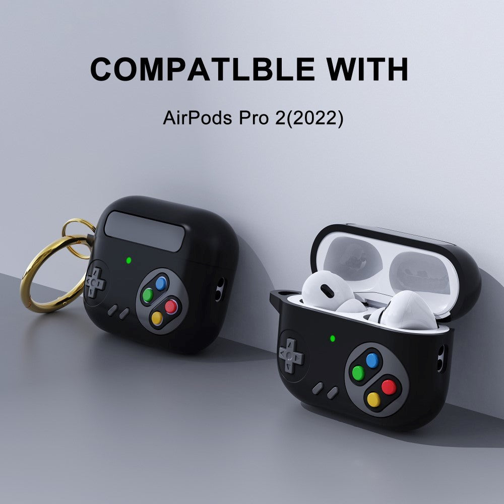 Apple Airpods Pro 2nd Gen (2022) Silicone Case with Carabiner - Game Console - Black