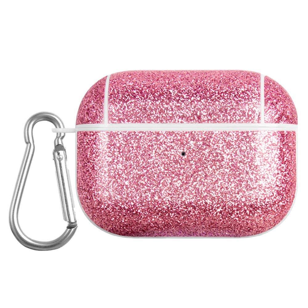 Apple AirPods Pro Plastic Case with Carabiner - Glitter - Pink